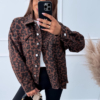 Oversized τζάκετ με λεοπάρ animal print σε καφέ-μαύρο – γυναικείο casual πανωφόρι.