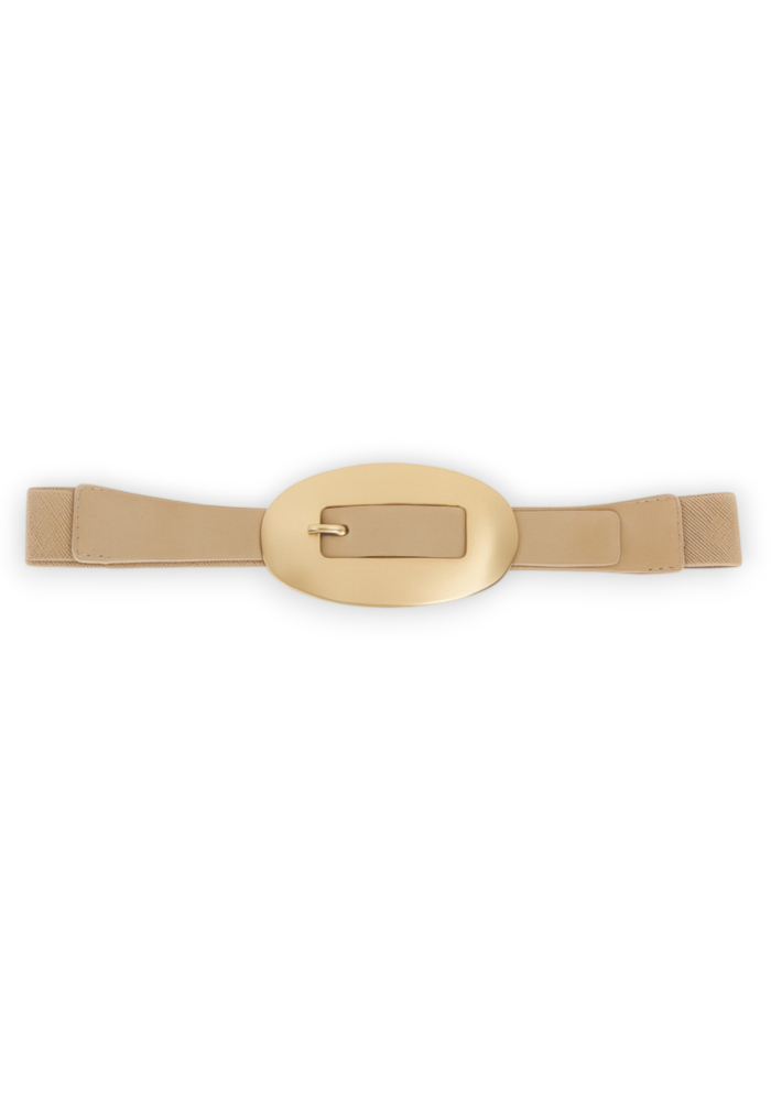 Γυναικεία ζώνη σε μπεζ με οβάλ χρυσή αγκράφα – PerfectDress.gr