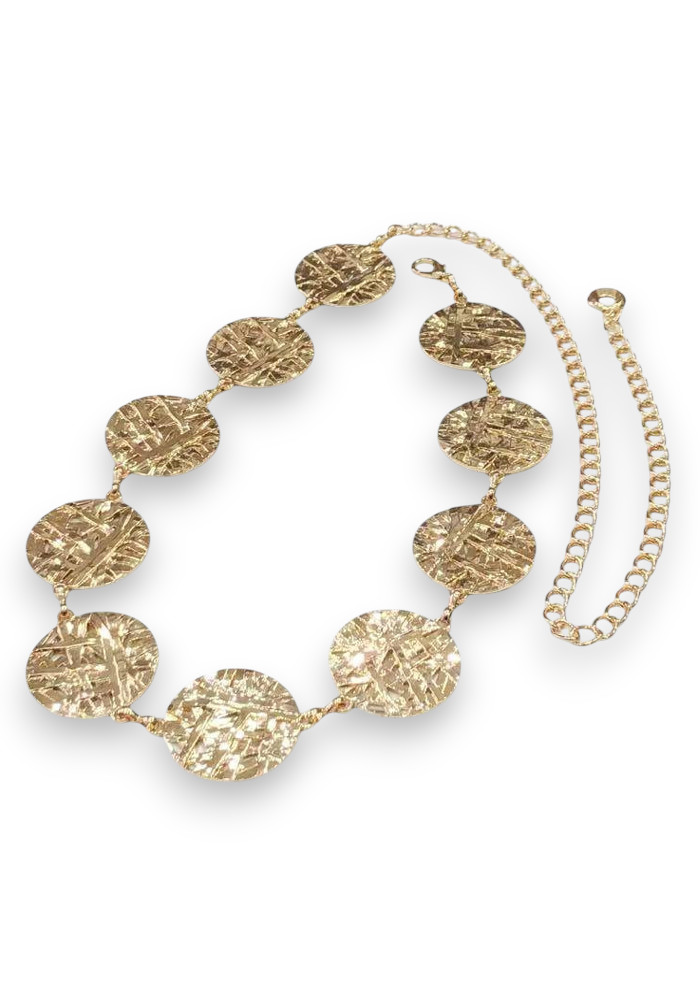 Γυναικεία ζώνη αλυσίδα σε χρυσό με στρογγυλά μεταλλικά στοιχεία