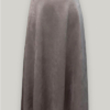 Suede γυναικεία midi φούστα σε γκρι χρώμα με ζώνη στη μέση.